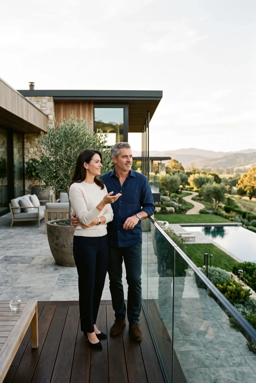 a wealthy couple relaxing after sone pillars wealth management handles all of their financial planning