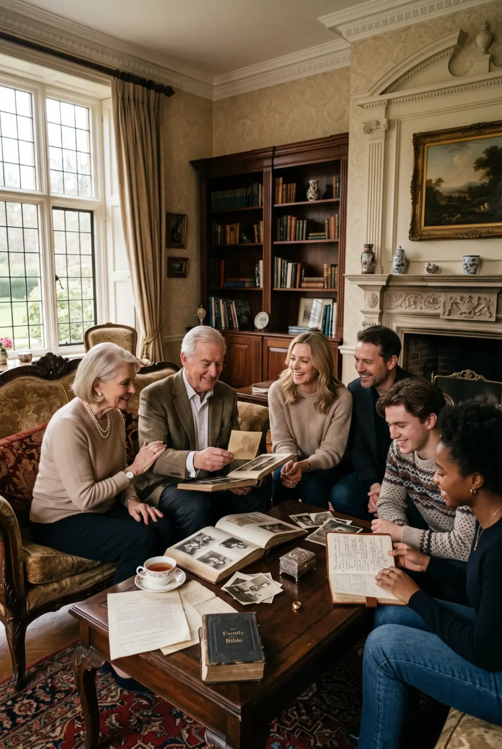 multi generational family going over tax and estate planning with the help from stone pillars